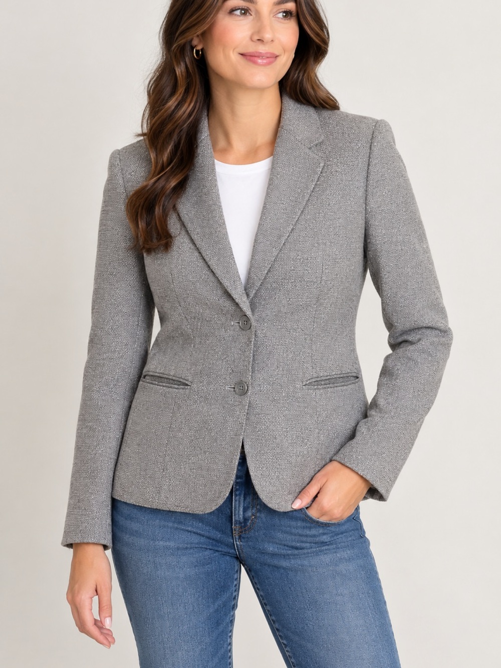 Vintage Source Unknown Gray Tailored Two-Button Blazer